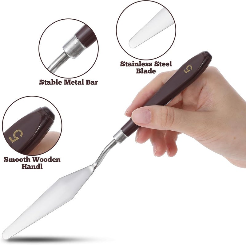 Telooco 5 PCS Frosting Spatula Cake Frosting Spatula Dual-use Pallet Knife Painting Knife for Baking Pastry Tool Cake Fondant Chocolate，Art Painting Art Acrylic Draw Color Mixing Supplies - Image 3